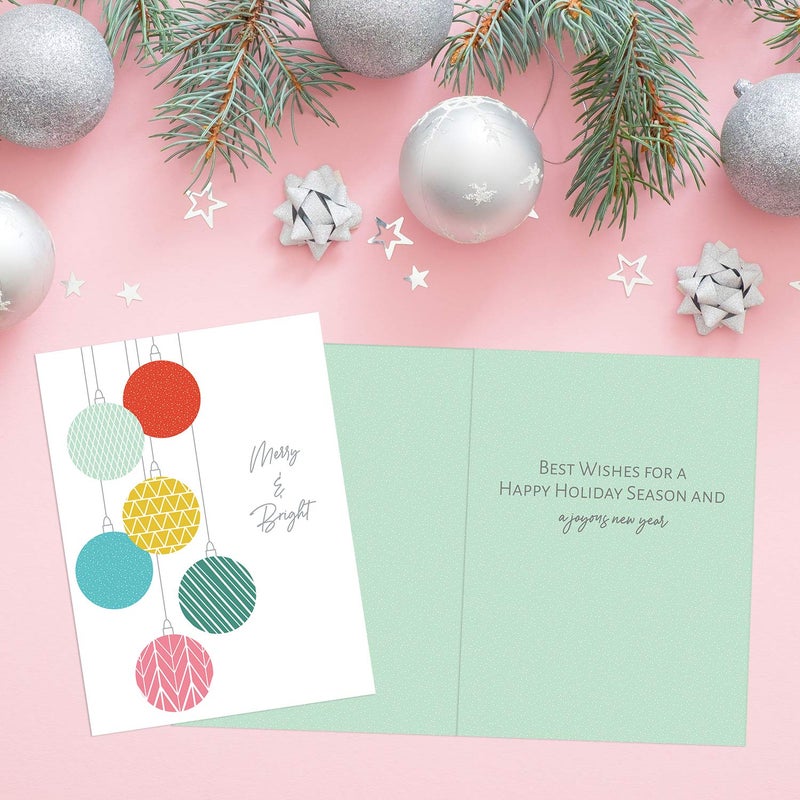 Canopy Street Modern Pattern Holiday Card Pack / 24 Cards With White Envelopes / 4 Fun Vibrant Winter Designs / 4 5/8" x 6 1/4" Festive Christmas Note Cards - Image 5